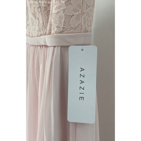 Azazie Blush Pink Women's One Shoulder Long Dress - Size C - Picture 3 of 6